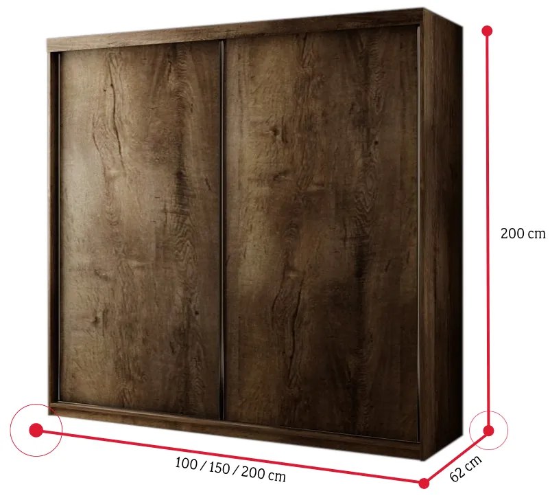 TALIA 25 tolóajtós szekrény, 250x200x62, sonoma tölgy