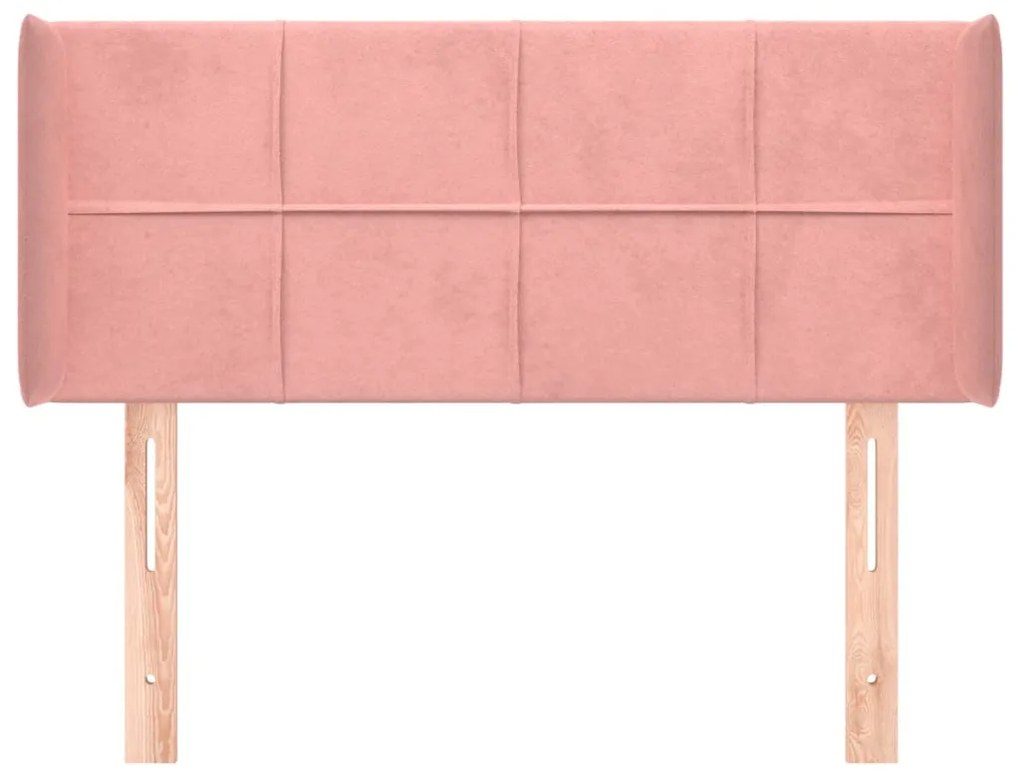 rózsaszín bársony fejtámla 93x16x78/88 cm