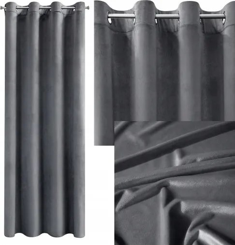 Kész velúr bársony függöny 135x250cm szürke grafit áttetsző