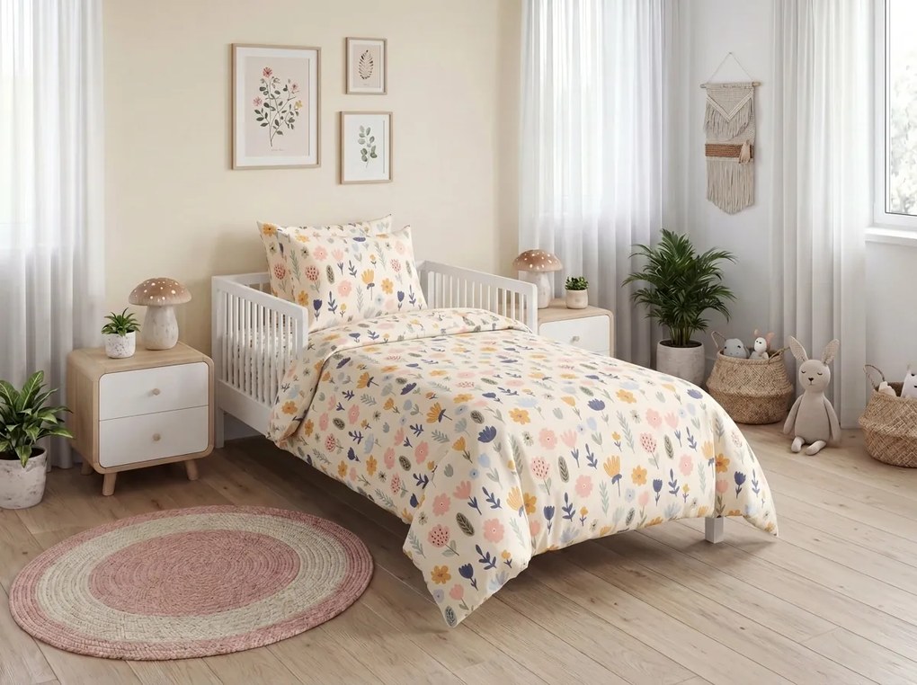 Babaágy ágynemű Renforcé pamutból FLORI DREAM színes Ágyneműhuzat mérete: 45 x 65 cm | 90 x 135 cm