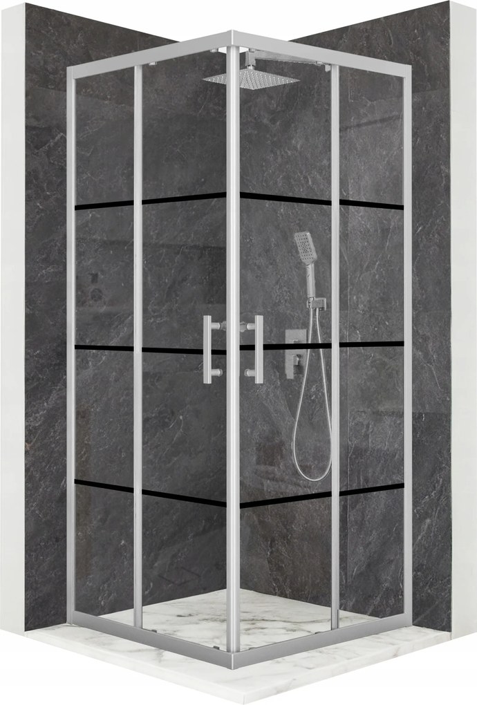 Zuhanykabin 90x90cm tolóajtó króm Esg üveg 6mm bevonat