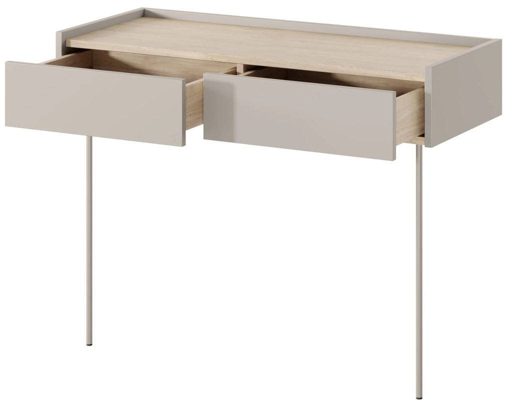 Desin fésülködőasztal 100 cm fiókokkal és fém lábakkal - kasmír / nagano tölgy