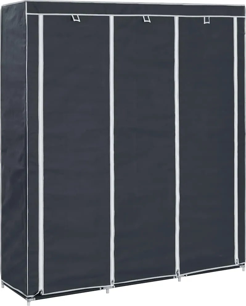 vidaXL fekete szövet ruhásszekrény tárolórekeszekkel 150 x 45 x 176 cm