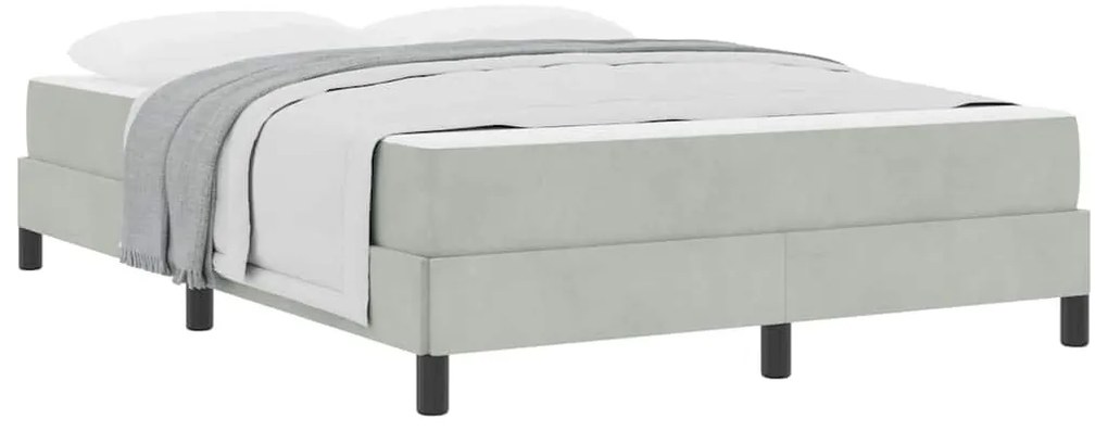 Boxspring ágy matraccal Világosszürke 140 x 190 cm Bársony