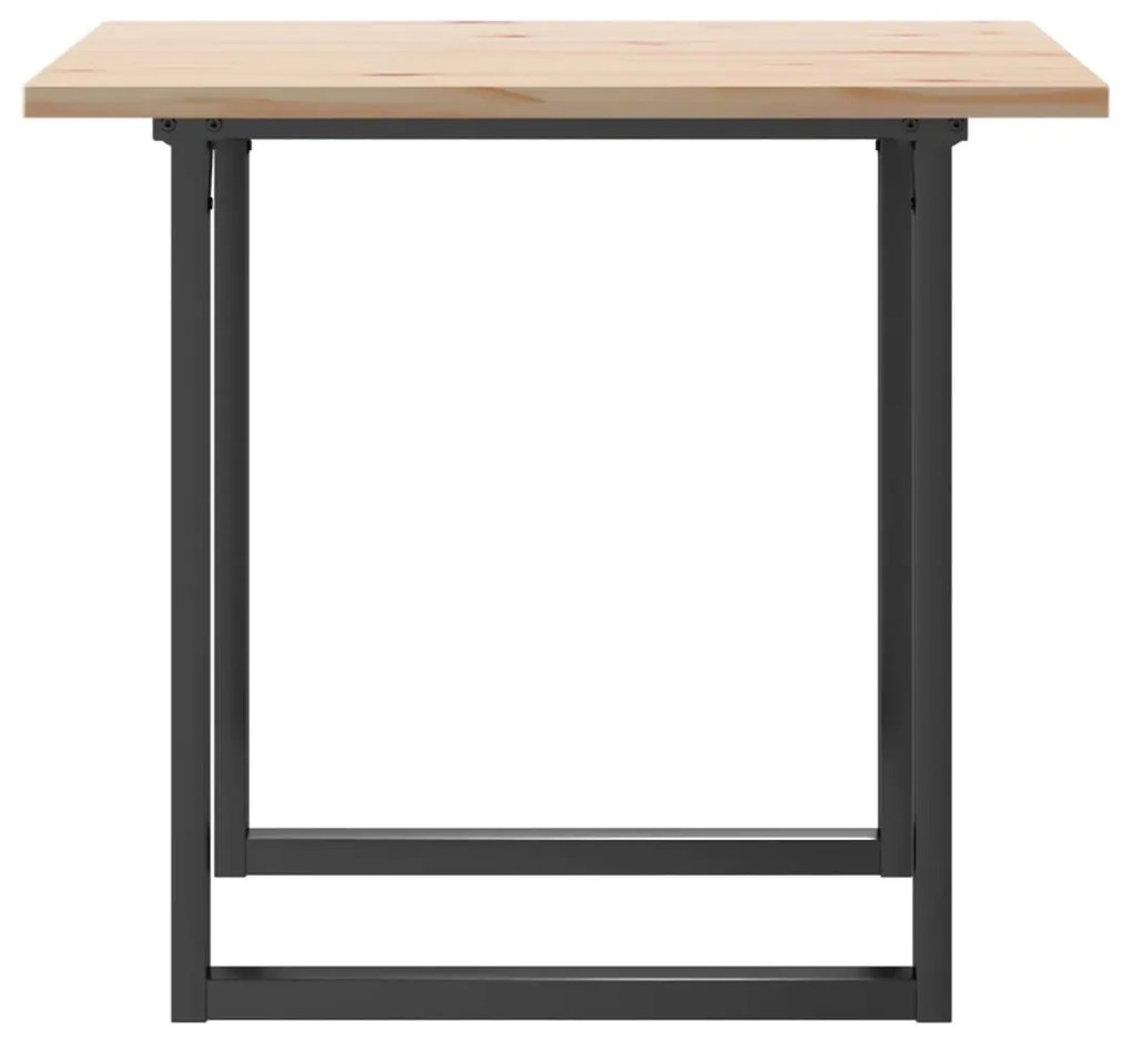tömör fenyőfa és öntöttvas étkezőasztal O-vázzal 90x90x75,5 cm
