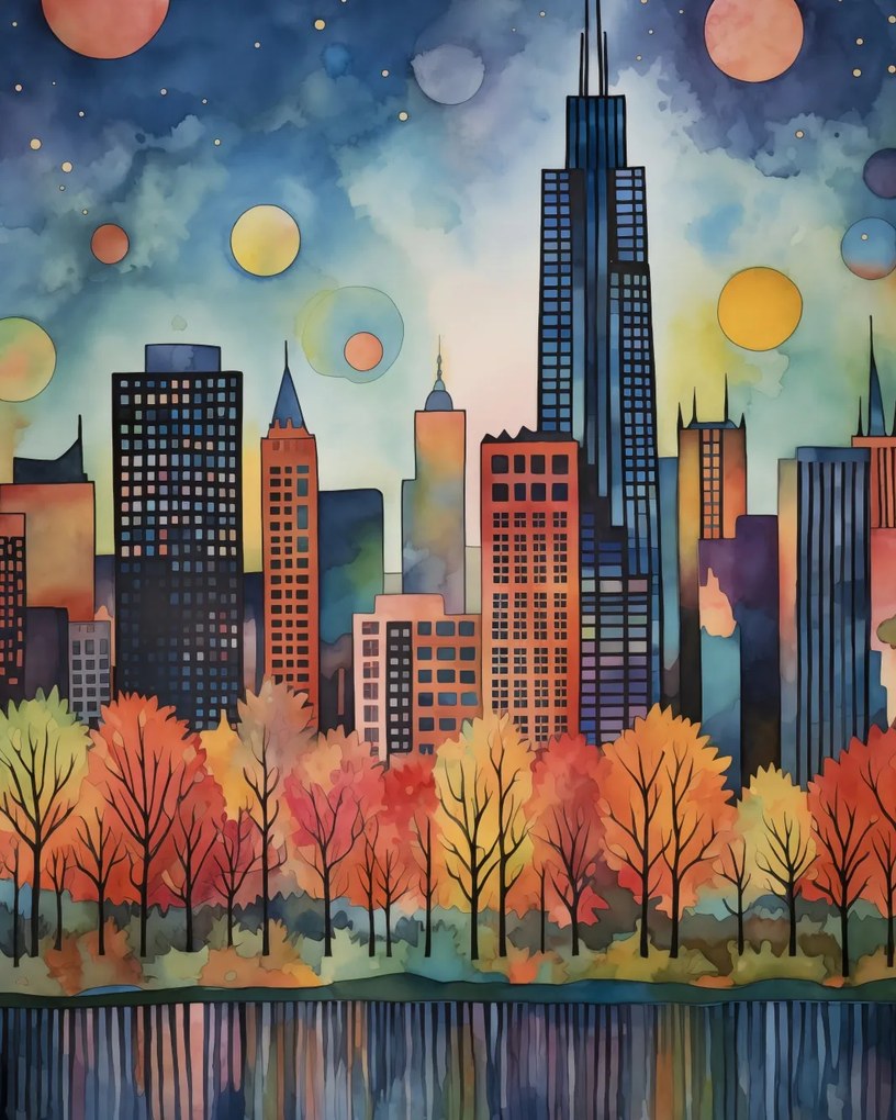 Poszter 40x50cm Panoráma a festői városról