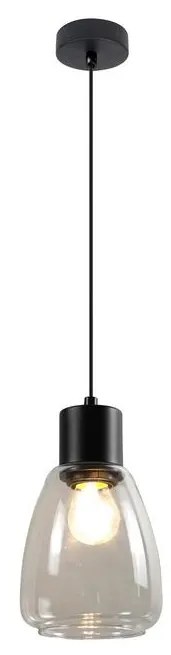 Csillár zsinóron MOLDO 1xE27/40W/230V fekete/átlátszó