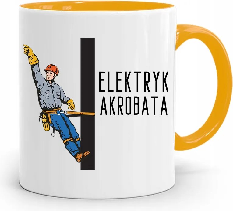 Bögre Sárga Ajándék Villanyszerelő Akrobata nyomott mintával