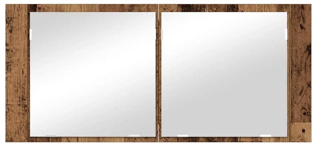 LED Tükörszekrény polcokkal Régi fa 100 x 12 x 45 cm Faanyag