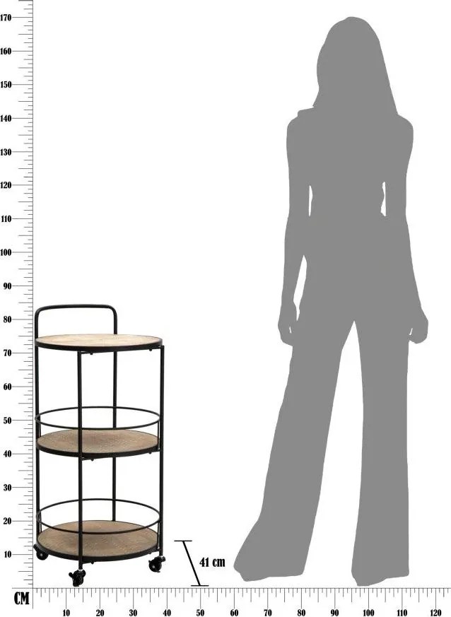 Fém gurulós zsúrkocsi 41,5x40 cm Arex – Mauro Ferretti