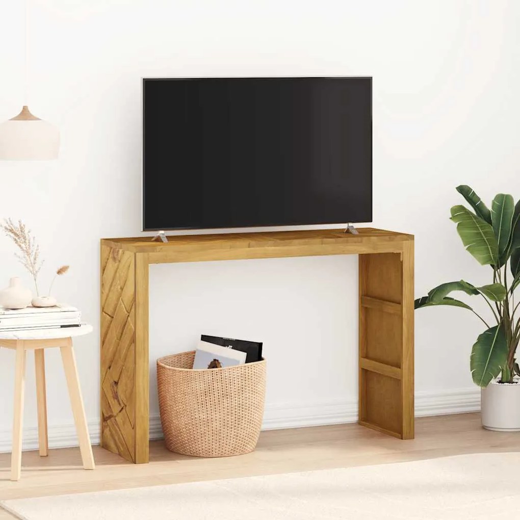 konzolasztal 110x35x75 cm tömör fa teakfa