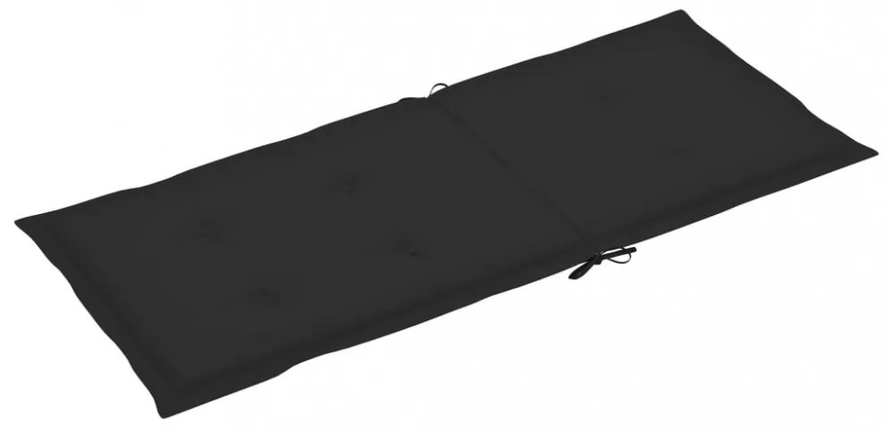 6 db fekete szövet kerti magas háttámlájú székpárna 120x50x3 cm