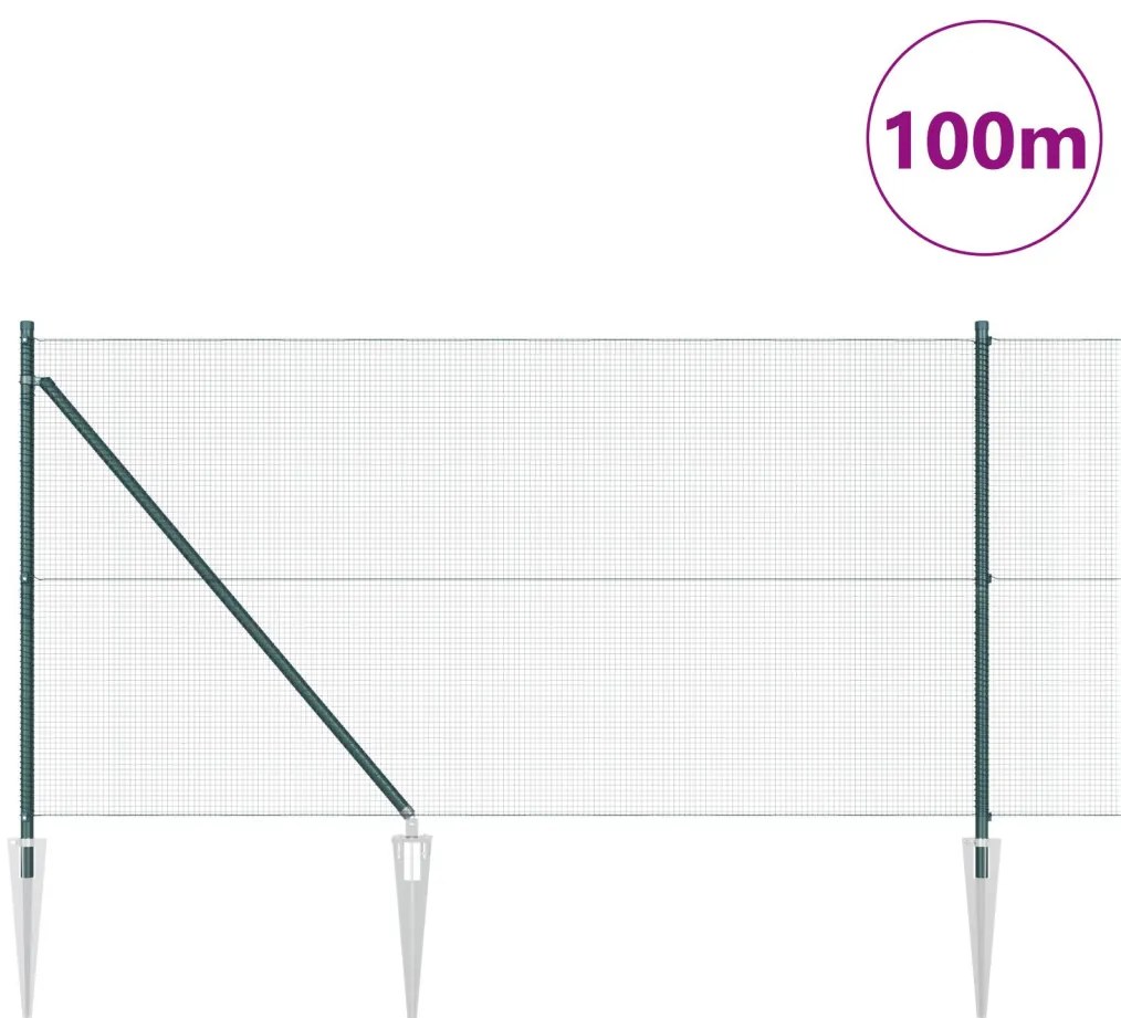 Hegesztett Drótkerítés 13 Tüskés Poszttal Zöld 1x100 m Acél