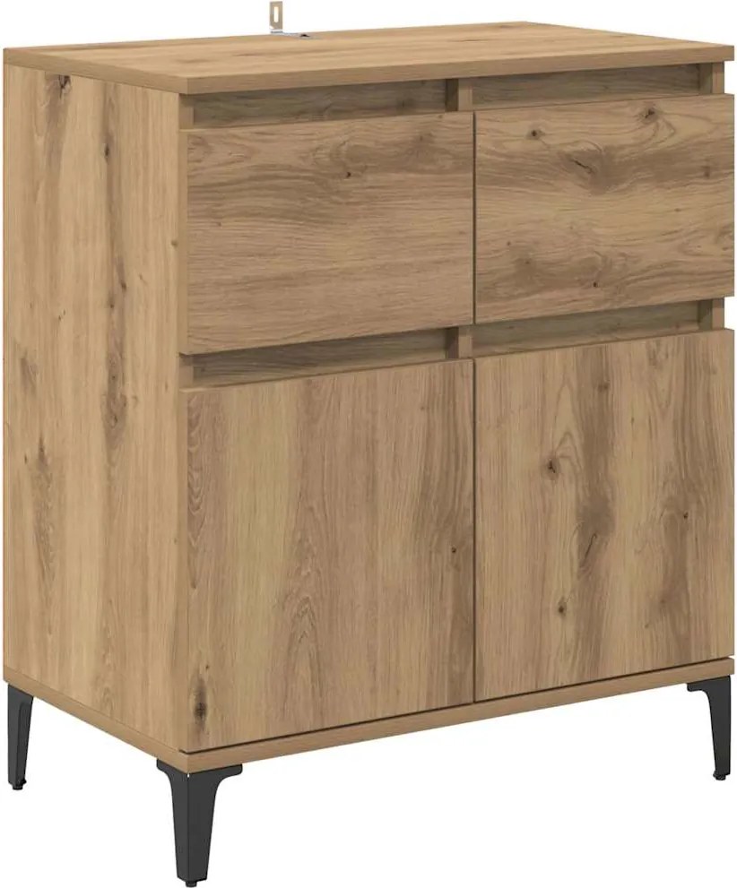 vidaXL Széf fiókkal Artisan tölgy 60 x 35 x 70 cm Műszaki fa és vas