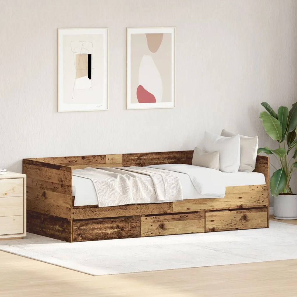 Rusztikus Nappaliágy Régi fa F.Engineered wood 90 x 200 cm