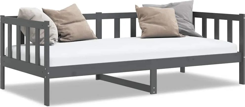 vidaXL szürke tömör fenyőfa kanapéágy 90 x 200 cm