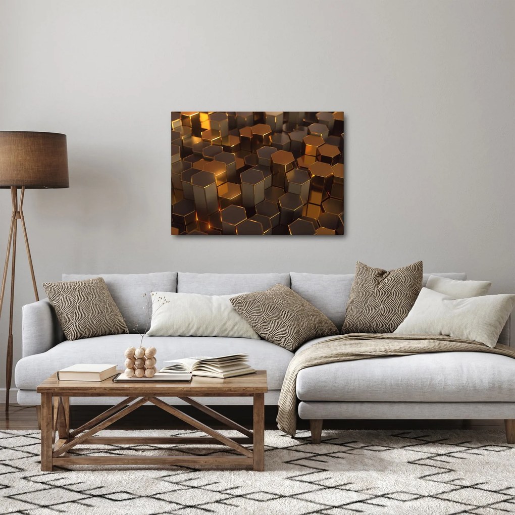 Kép - bronz hatszögek (70x50 cm)