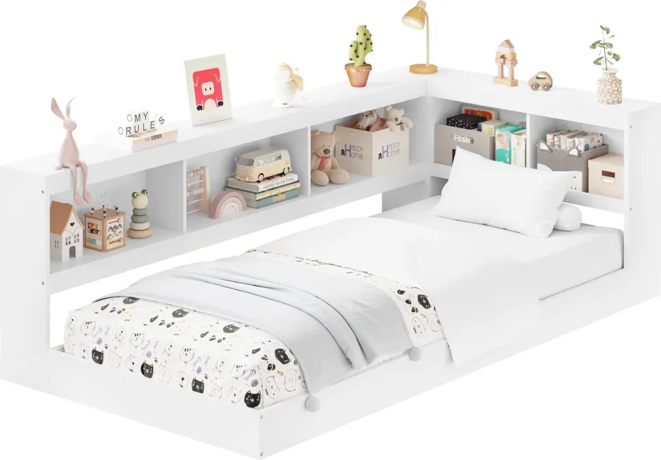 Ágy ágyráccsal, fehér, 90x200, TOSIA