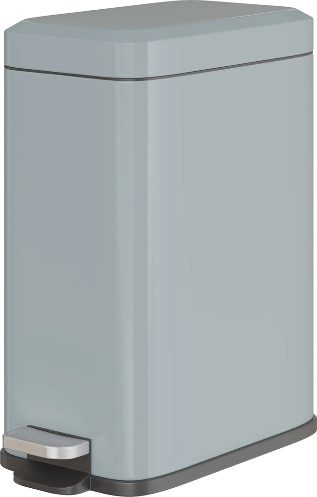 HOMCOM 5L-es Kuka Lágyan Csukódó Fedéllel és Pedállal, Belső Konténerrel ellátott Kuka Kozmetikai Kuka a Nappaliba, Irodába, Fém, Szürke, 29,2 x 14 x