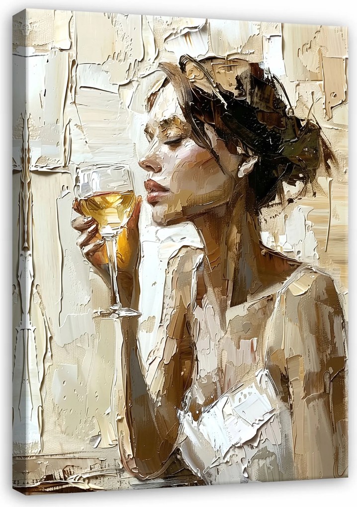 Vászonkép Nő Bor, Mint Festett Vászon Fal A Hálószoba Nappalijába 120x80