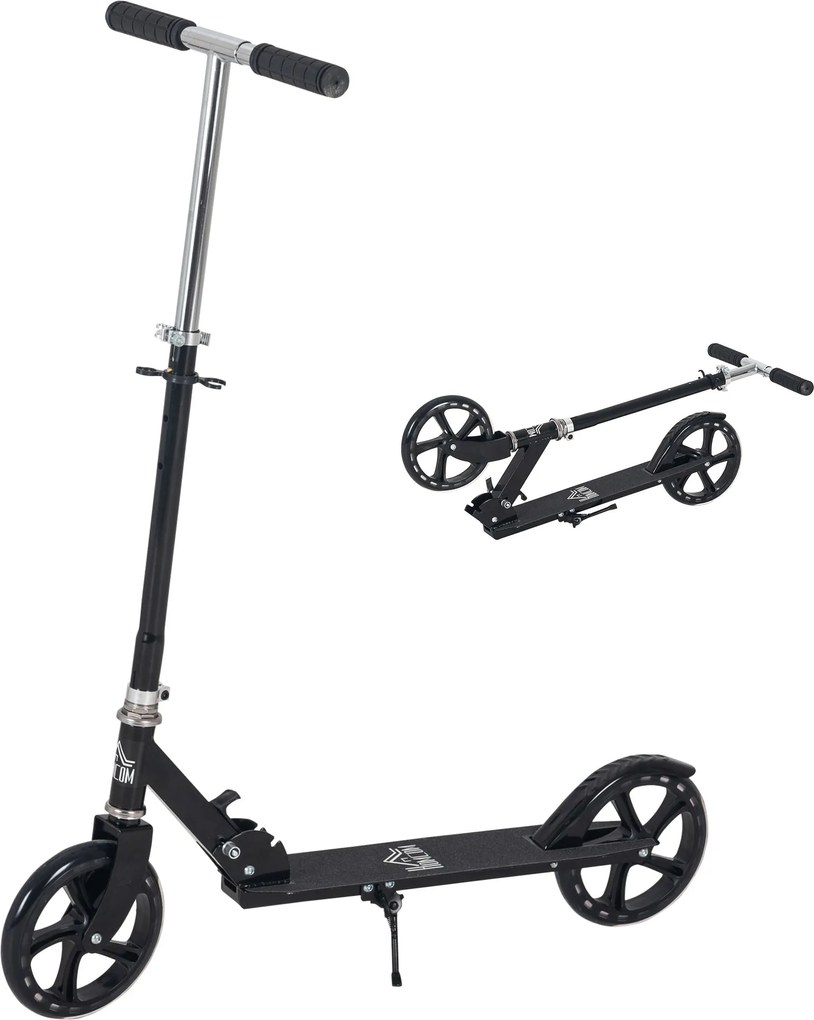 HOMCOM Összecsukható Roller Gyerekeknek 7-14 Éves Korig - Magasságállítható Kormány 4 Szinten Fékkel 88x37x75-100 cm Fekete | Aosom