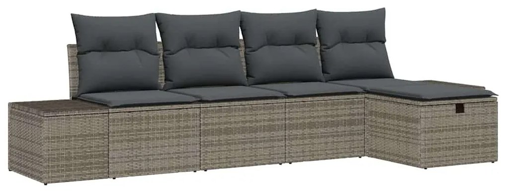Kerti Kanapé Szett 5 pcs Szürke 55 x 62 x 69 cm Poli rattan