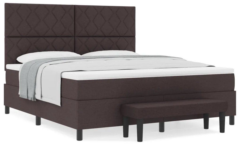 vidaXL Box Spring ágy matraccal és paddal sötétbarna 180x200 cm szövet