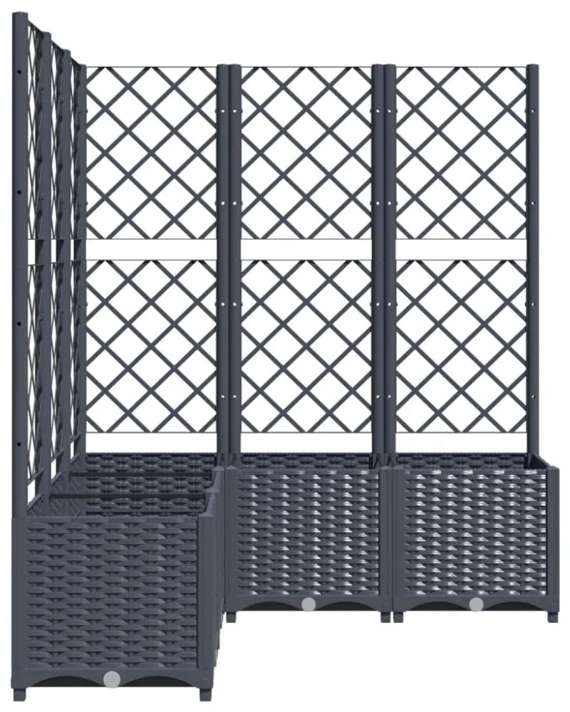 sötétszürke PP rácsos kerti ültetőláda 120 x 120 x 136 cm
