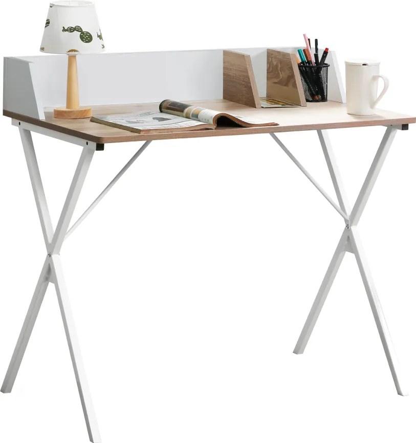 Számítógépasztal, világos tölgy/fehér, PSALMO