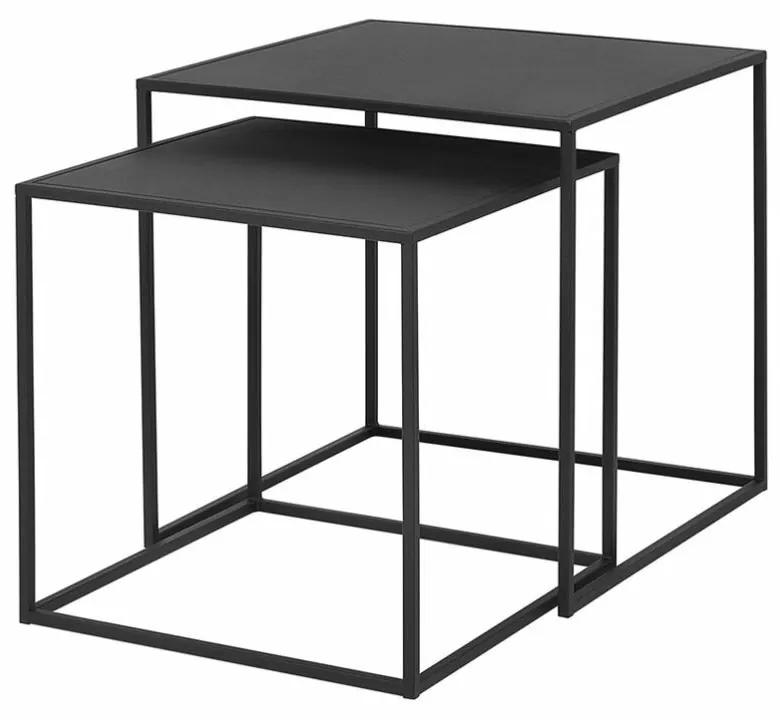 FERA fekete 2db-os szögletes lerakó asztal szett