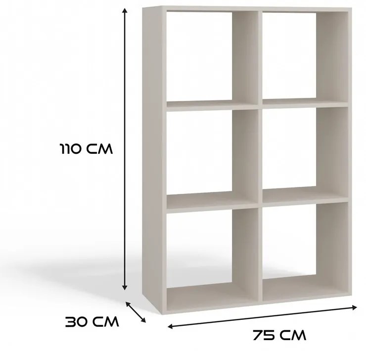 Malax 2x3 polc, 110x75x30 cm, kasmír