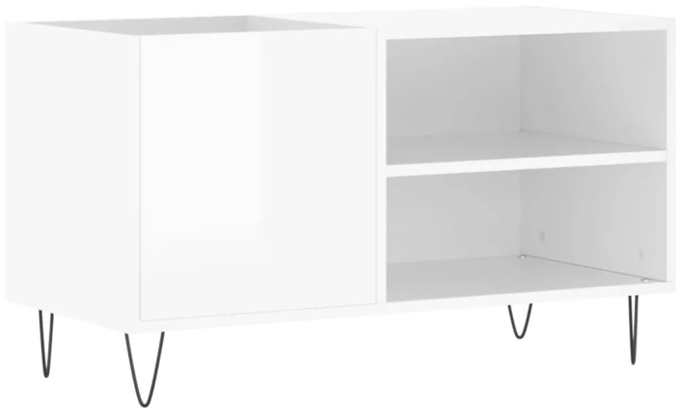 magasfényű fehér szerelt fa hanglemezszekrény 85x38x48 cm