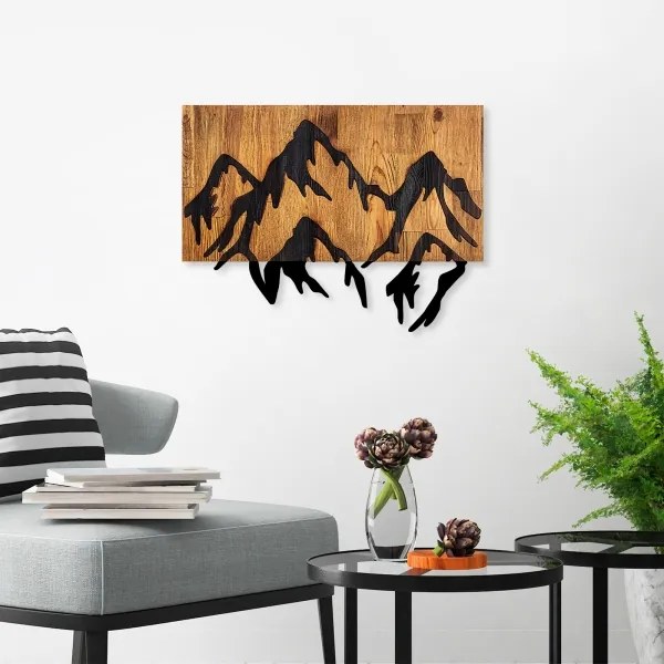 Fali dekoráció 58x44 cm hegy motívum fa/fém