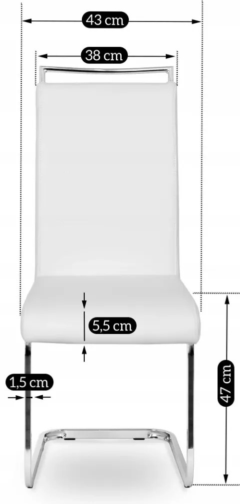 Szánkótalpas Étkezőszék Fehér Eco-bőr Kárpittal. LOCA 2