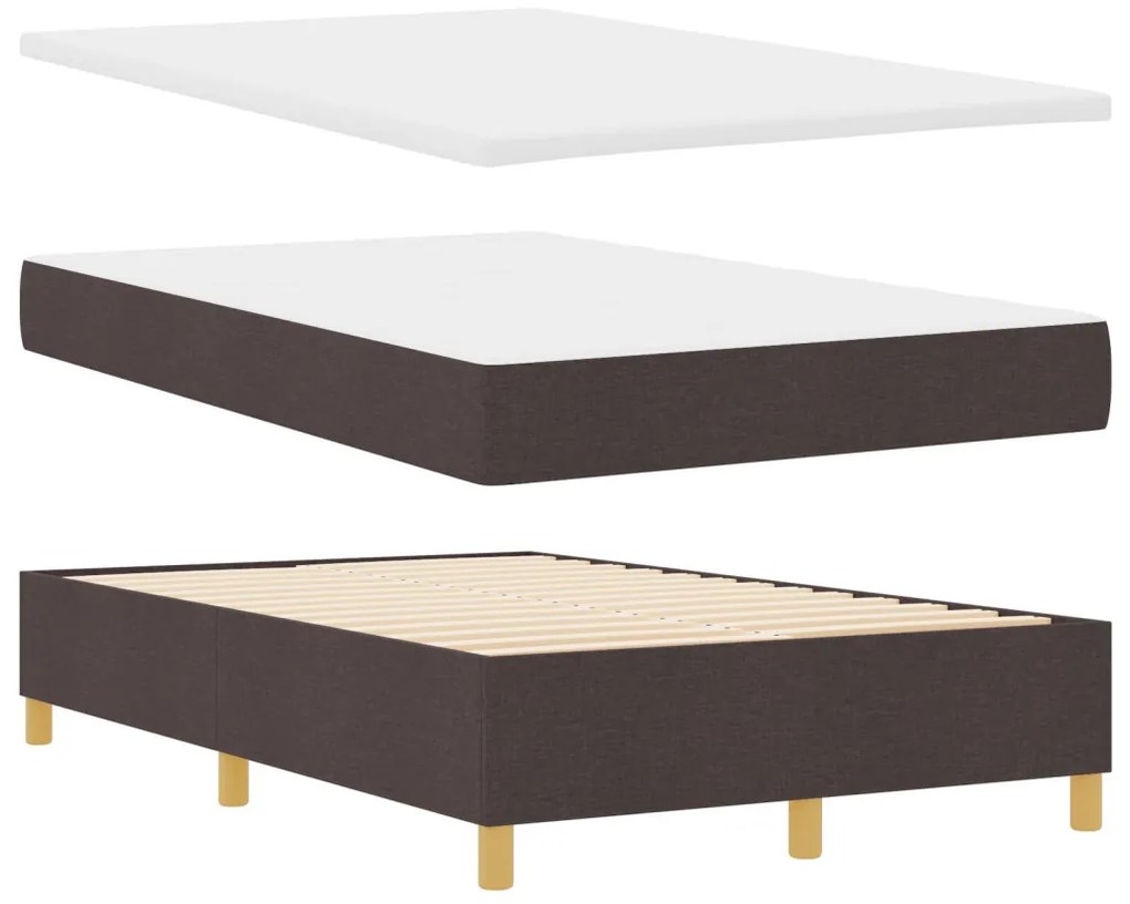 Box Spring ágy matraccal és paddal, sötétbarna, 120x190 cm, szövet