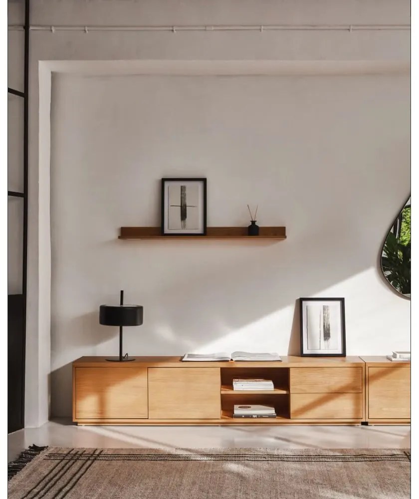 Természetes színű TV-állvány tölgyfa dekorral 200x44 cm Abilen - Kave Home