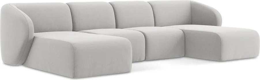 Világosszürke bársony sarokkanapé (U alakú) Lani – Makamii