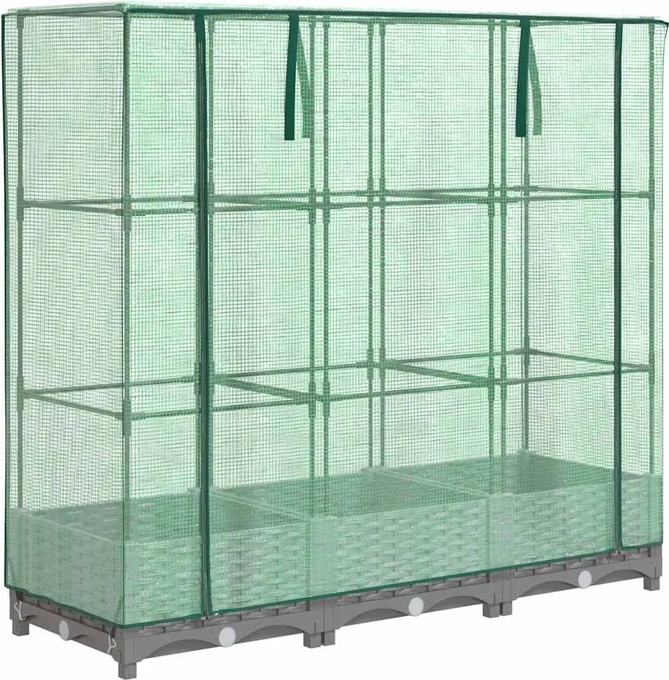vidaXL rattan megjelenésű magaságyás melegháztakaróval 120x40x123 cm