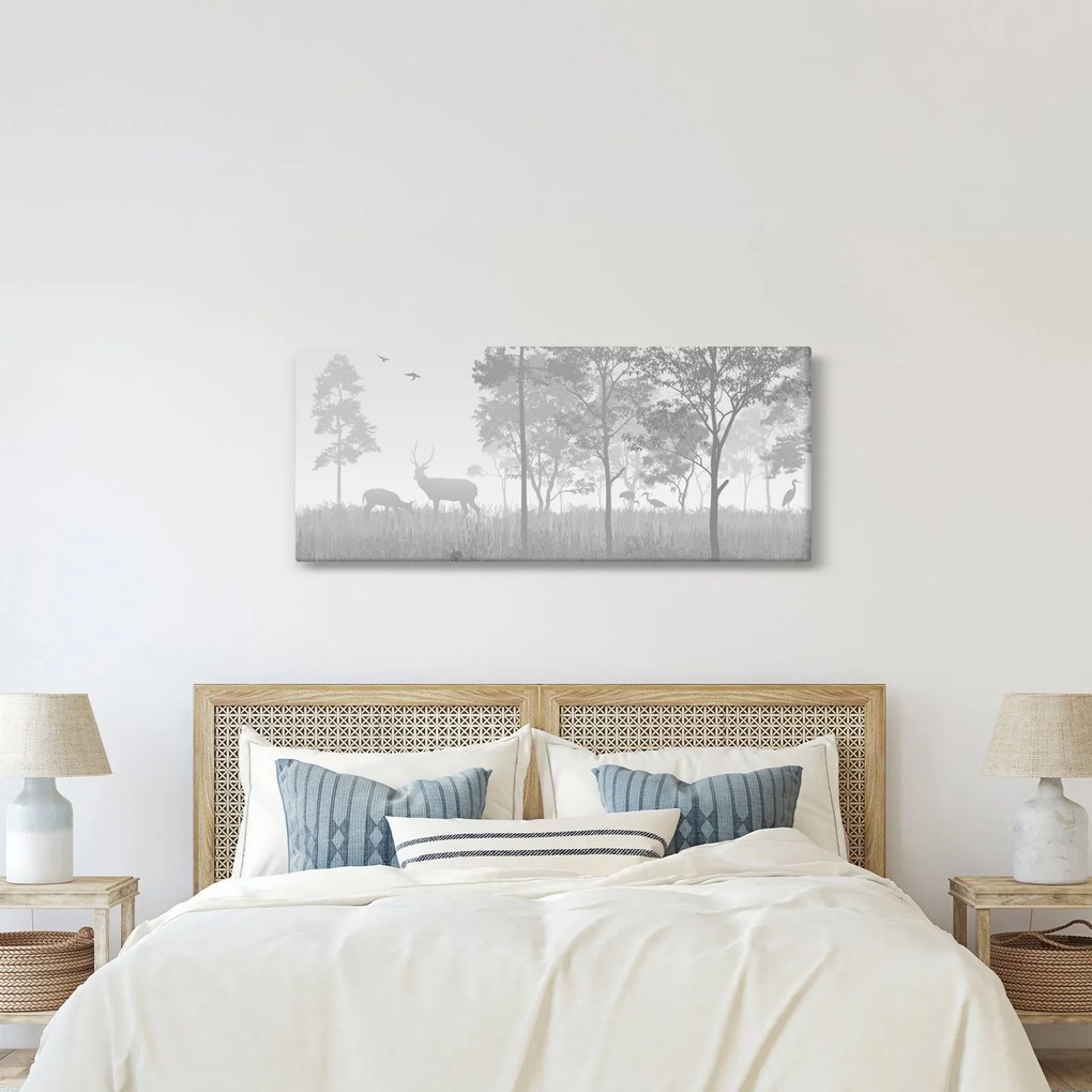 Kép - rét szarvasokkal (120x50 cm)