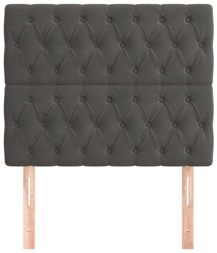 sötétszürke bársony fejtámla 90x7x118/128 cm