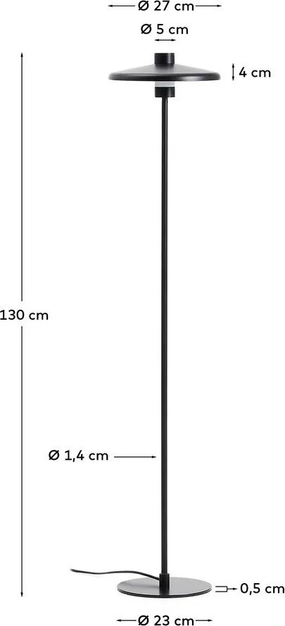 Fekete állólámpa fém búrával (magasság 130 cm) Nuvira – Kave Home