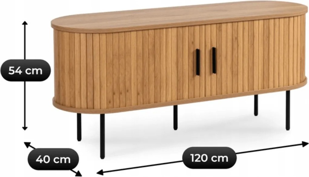 TV-szekrény 120 cm, 2 ajtóval, tölgy TRISH