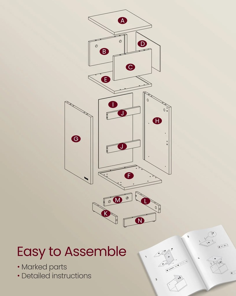 Vékony éjjeliszekrény 2 db-os szett, 2 fiókos, nyitott rekesszel, bézs és fehér színben