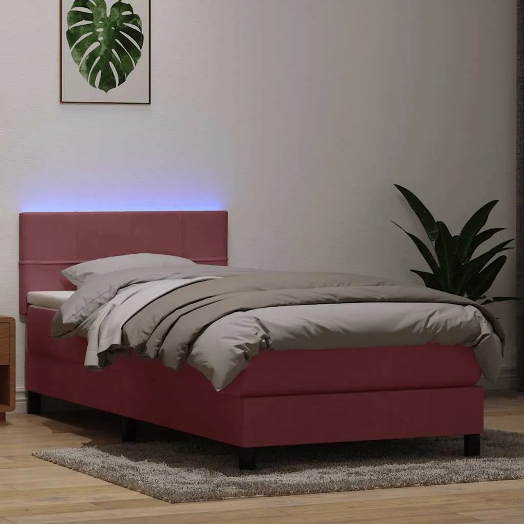 Box Spring ágy matraccal rózsaszín 100x220 cm bársony