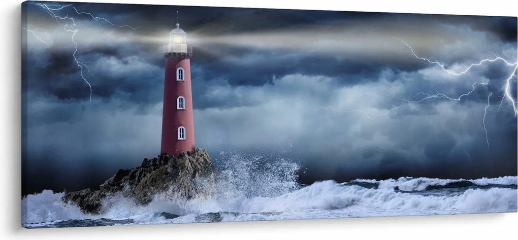 Kép - Világítótorony egy sziklán (120x50 cm)