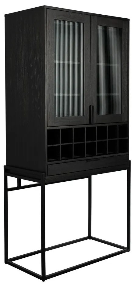 Fekete tölgyfa bortartó szekrény, palackok száma 20, 89x181 cm Travis – Zuiver