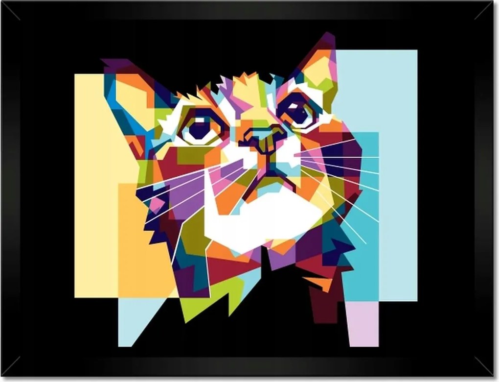 Poszterek keretben 40x30 Absztrakt macska