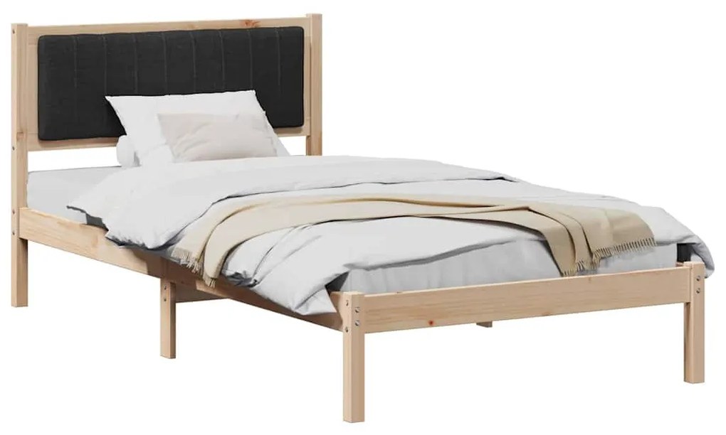 Ágykeret Kárpitozott Fejtámlával Fekete 100 x 200 cm