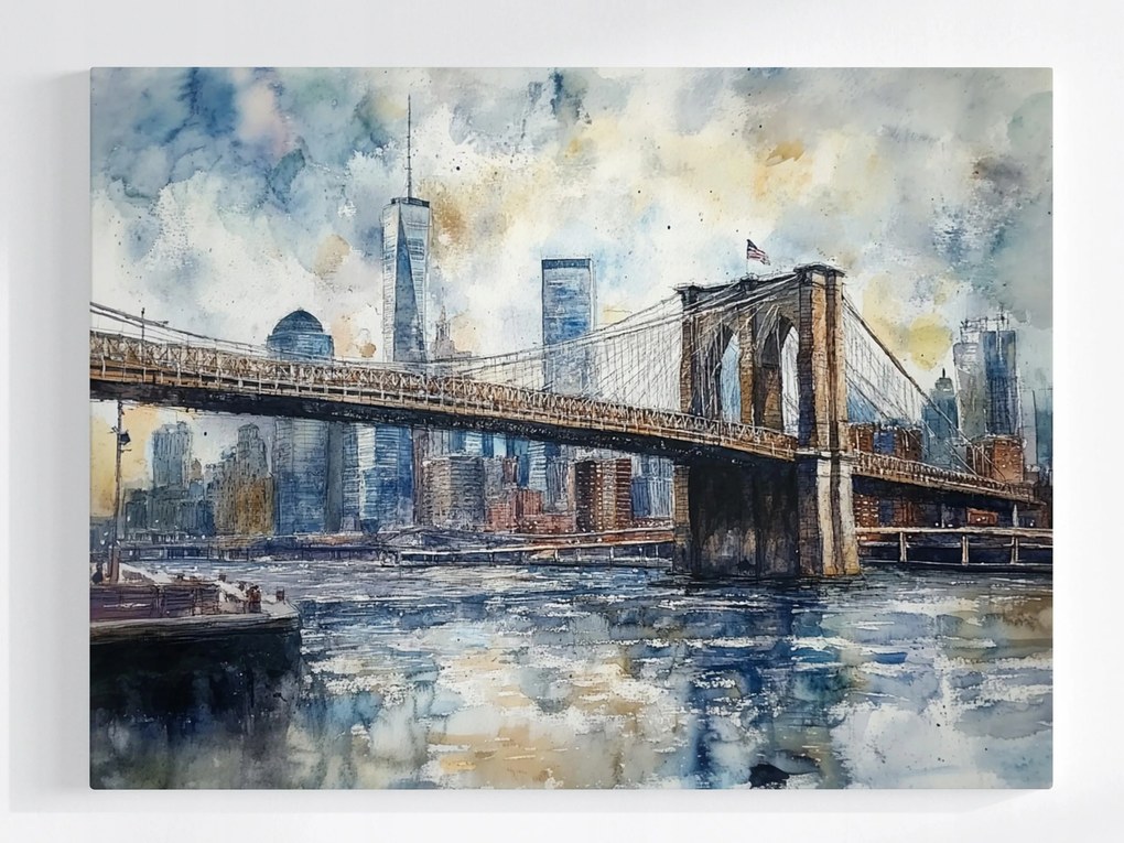 Vászonkép Canvas Brooklyn Bridge Nyc Akvarell Város Panoráma 100x75