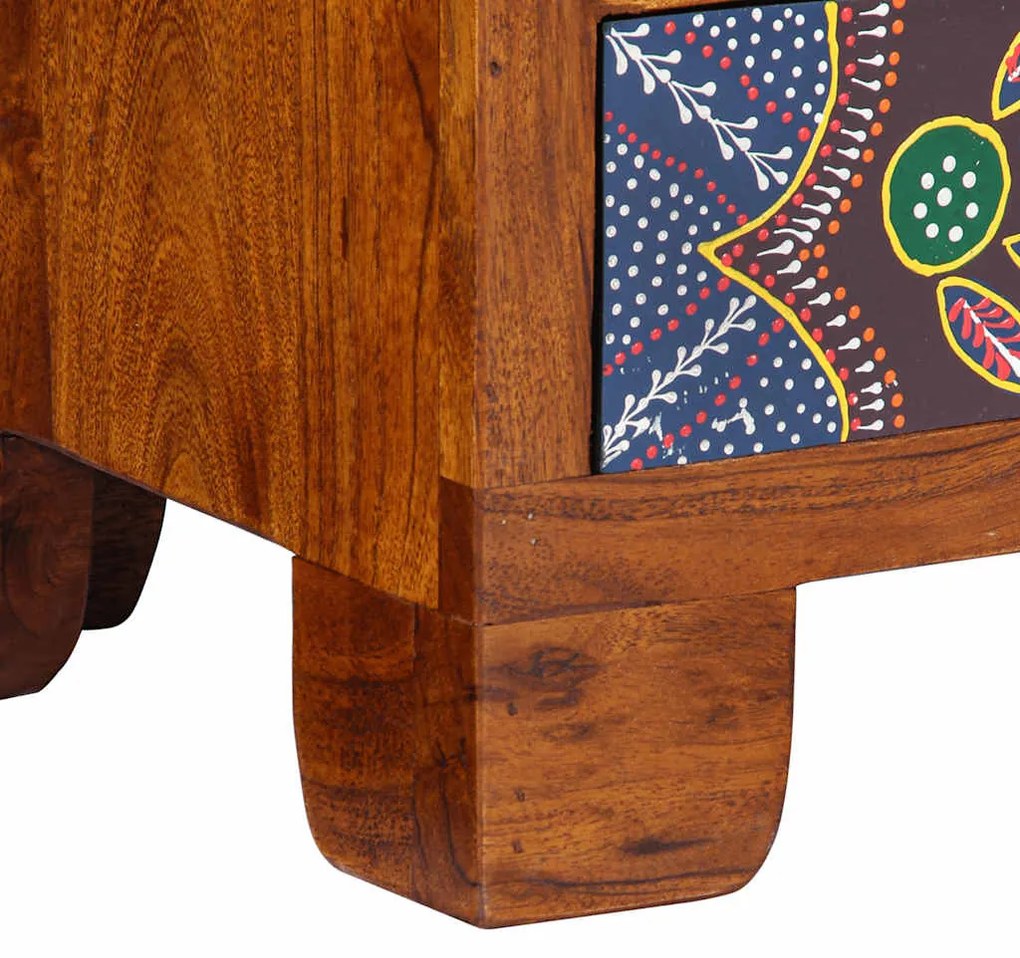 tömör akácfa többszínű TV-szekrény 110x30x40